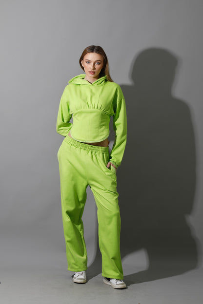 Corset Hoodie Set - Lime Green