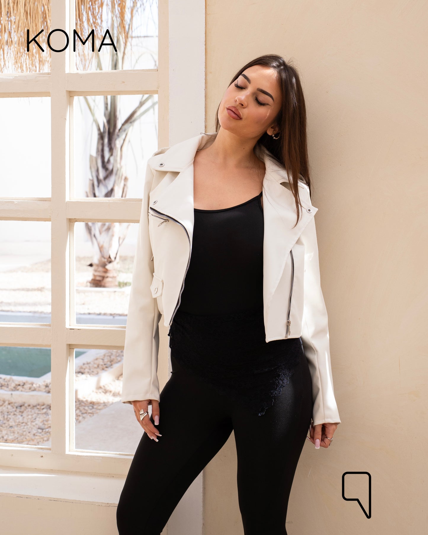 Leather Biker Jacket - White