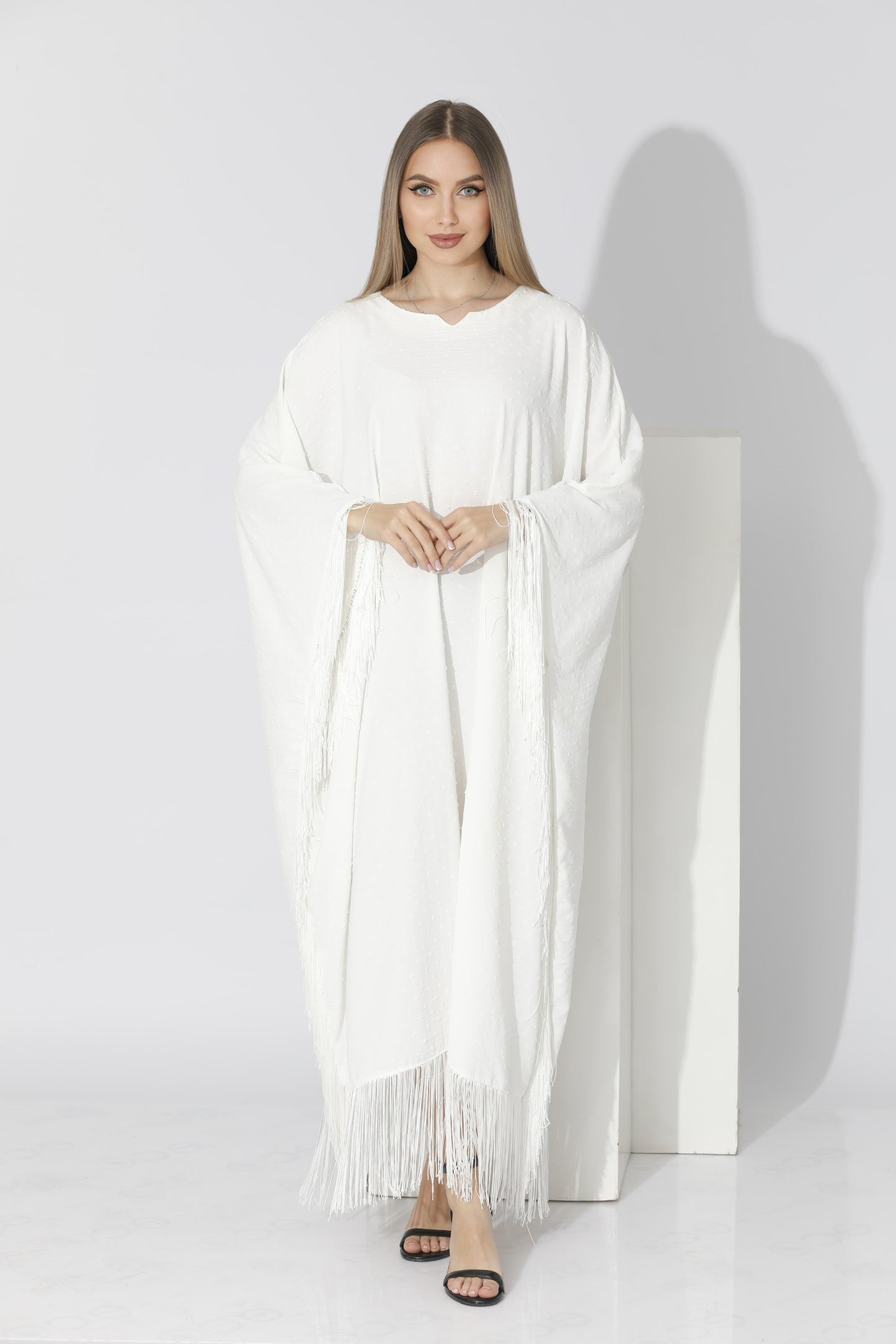 Fringed Maxi Dress - White