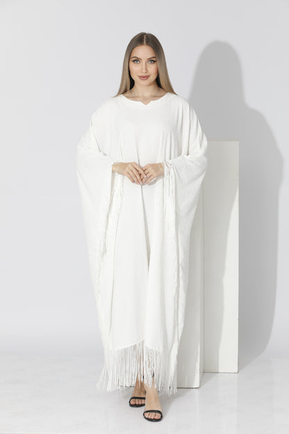Fringed Maxi Dress - White