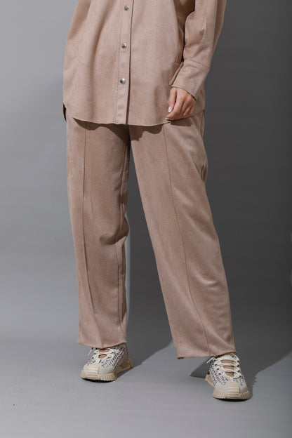 Suede Trousers - Beige
