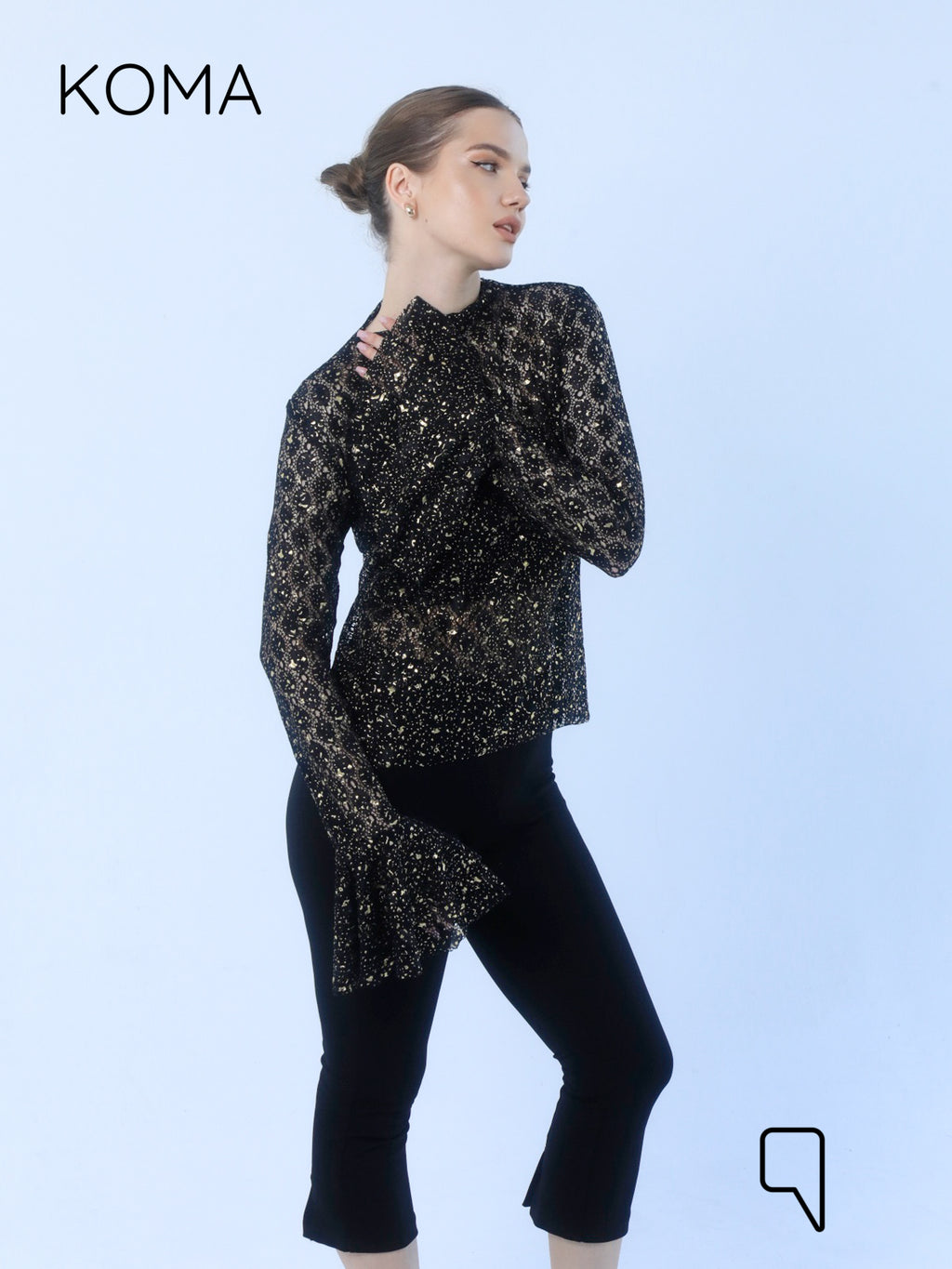 Chiara Dentil Blouse - Black Gold