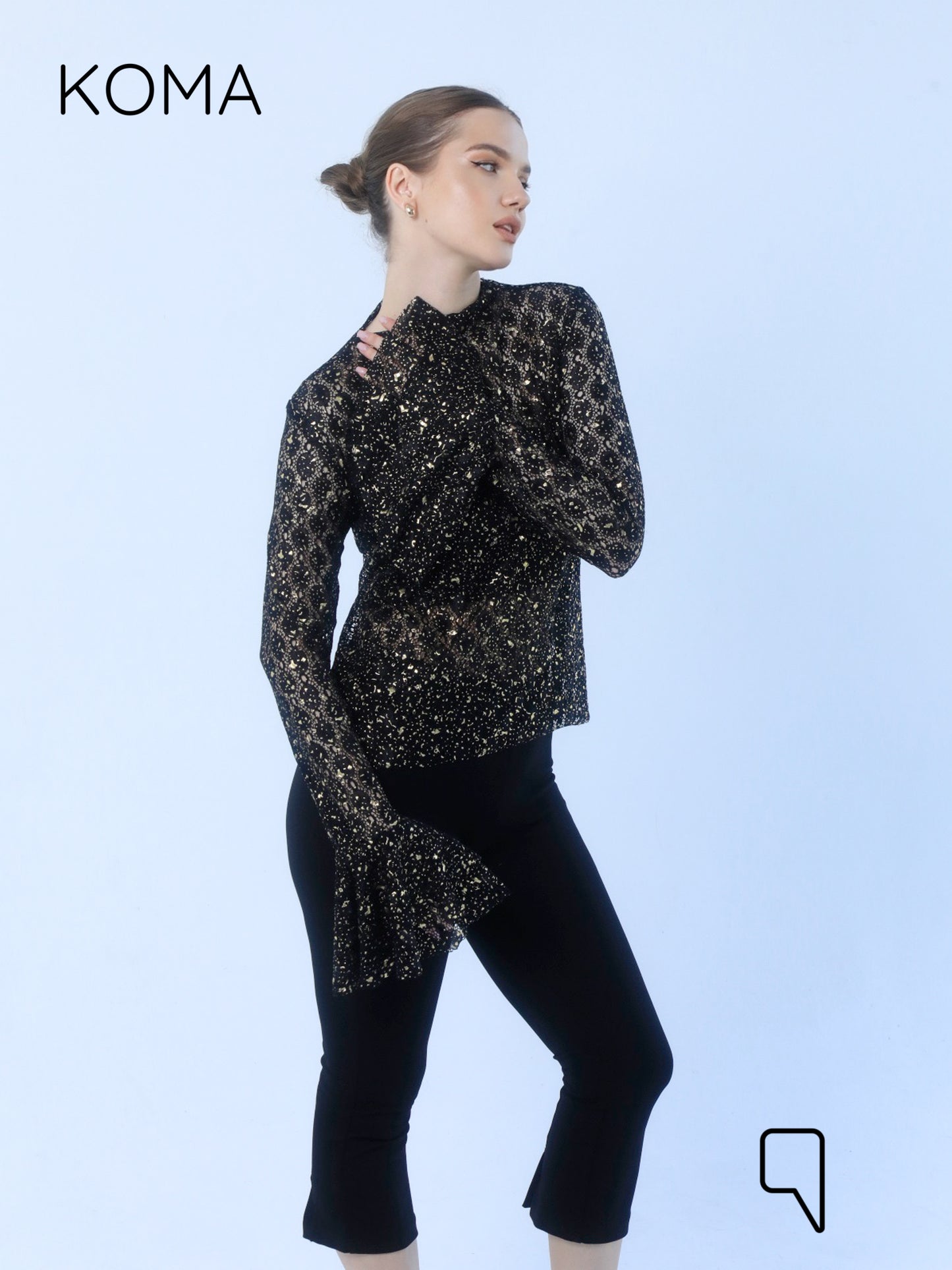 Chiara Dentil Blouse - Black Gold