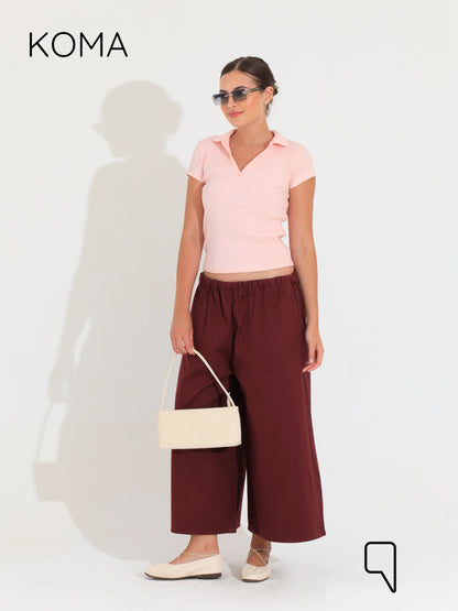 Violet Culottes Trousers - Maroon