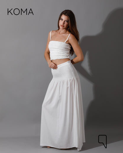 Tabitha Elastic Skirt - White