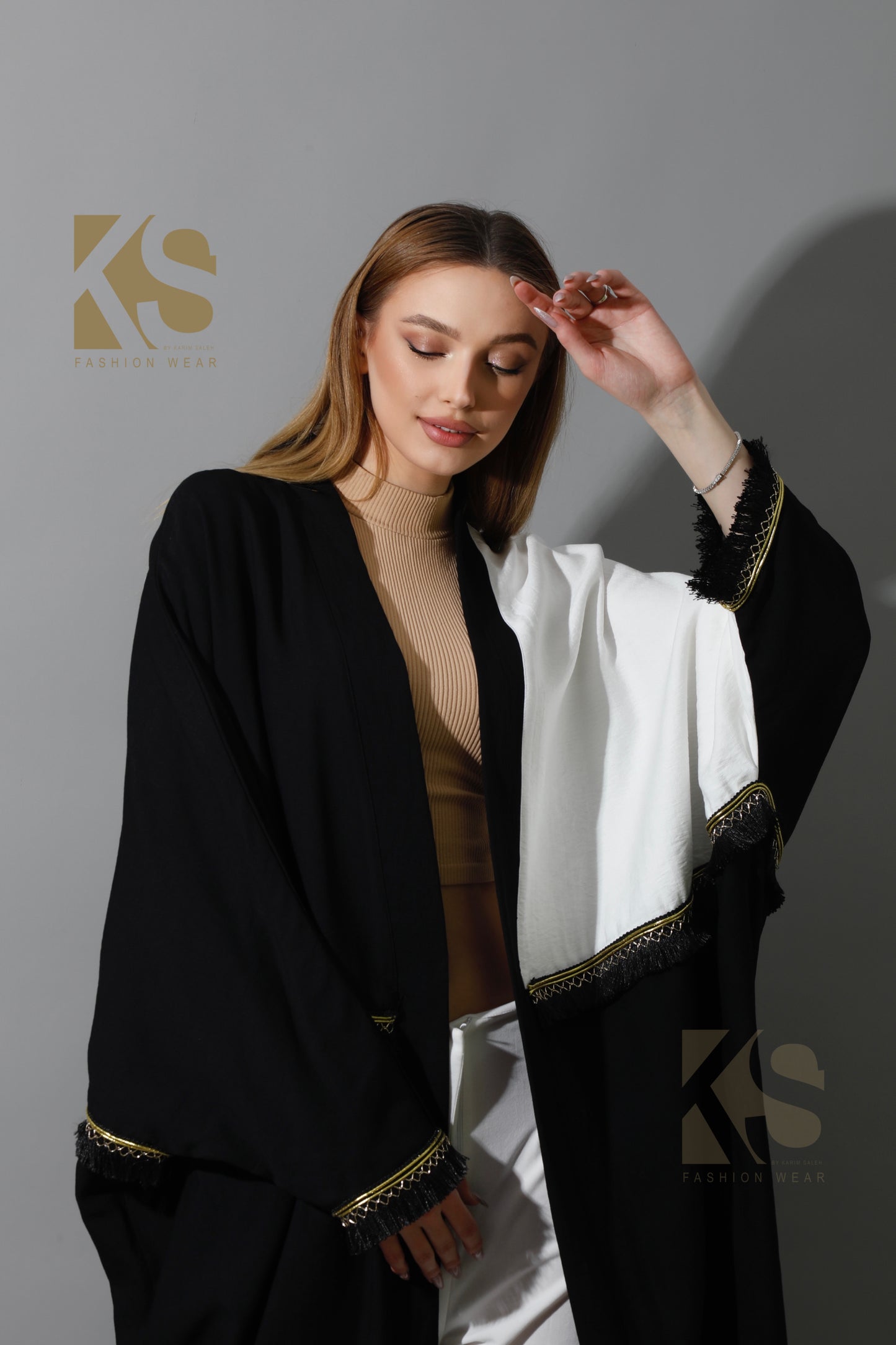 Lose Double Color Kaftan - Black X White