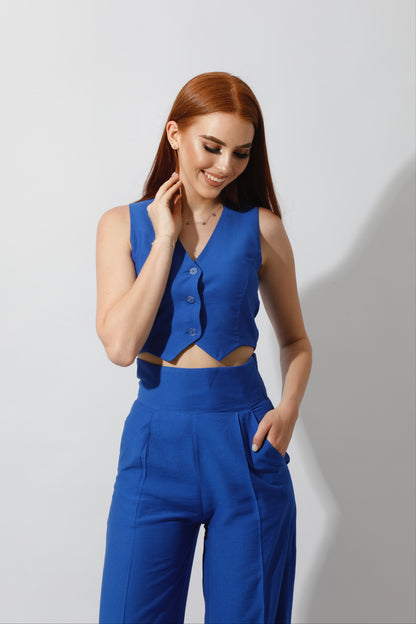 Co-Ord Vest Set - Electric Blue