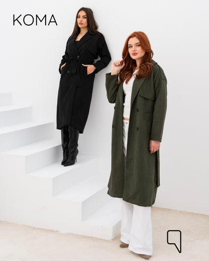 Lydia Double Breasted Trench Coat - Olive