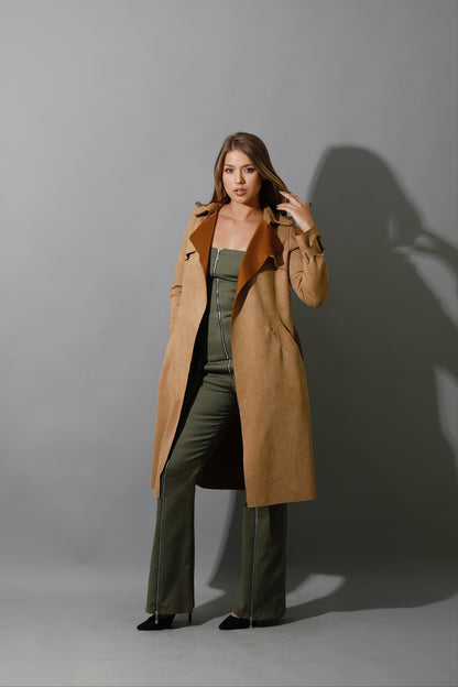 Wrap Trench Cardigan - Camel