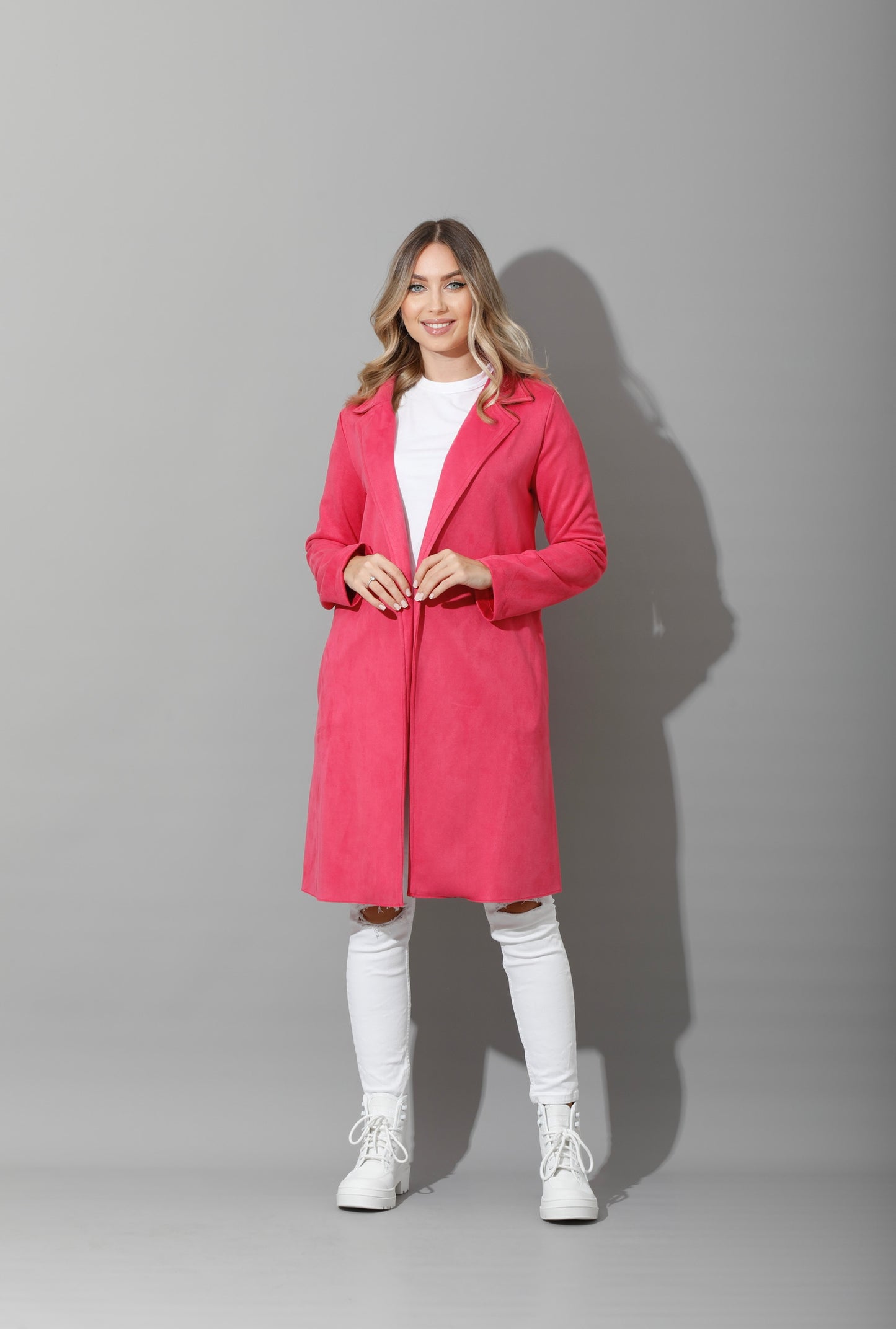 Open Front Cardigan - Pink