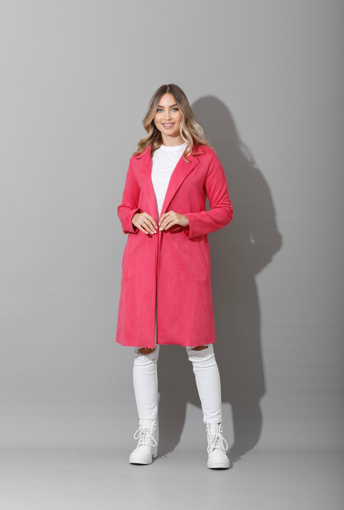 Open Front Cardigan - Pink