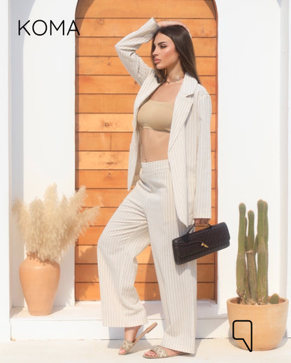 Candice Stripped Light Suit - Brown