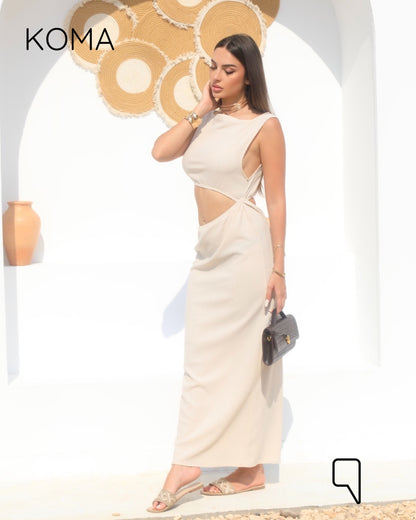 Paulina Cutout Beach Dress - Beige