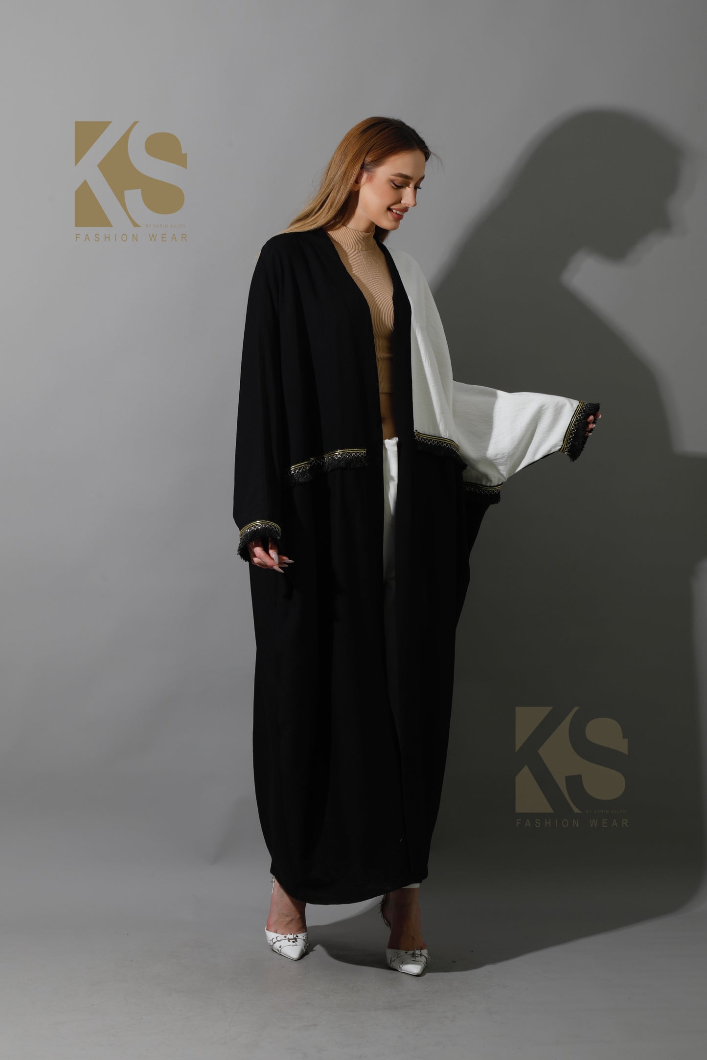 Lose Double Color Kaftan - Black X White