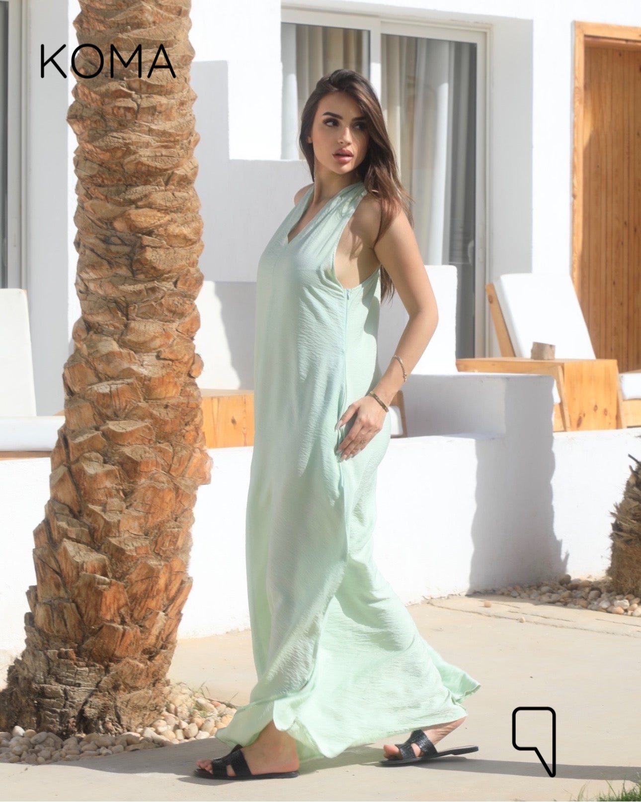 Paulina V Neck Maxi Dress - Mint