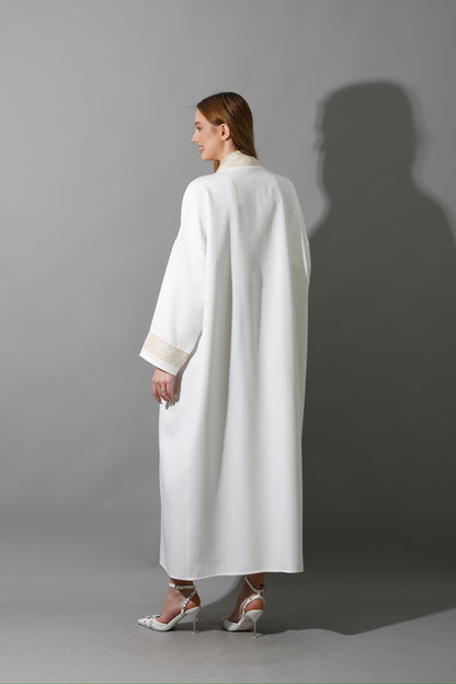 Arabic Long Kaftan - White & Gold