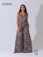 Dahlia Flared Floral Jumpsuit - Multicolored Tiger