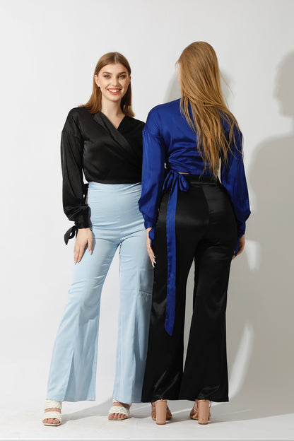 Wrap Tie Blouse - Black