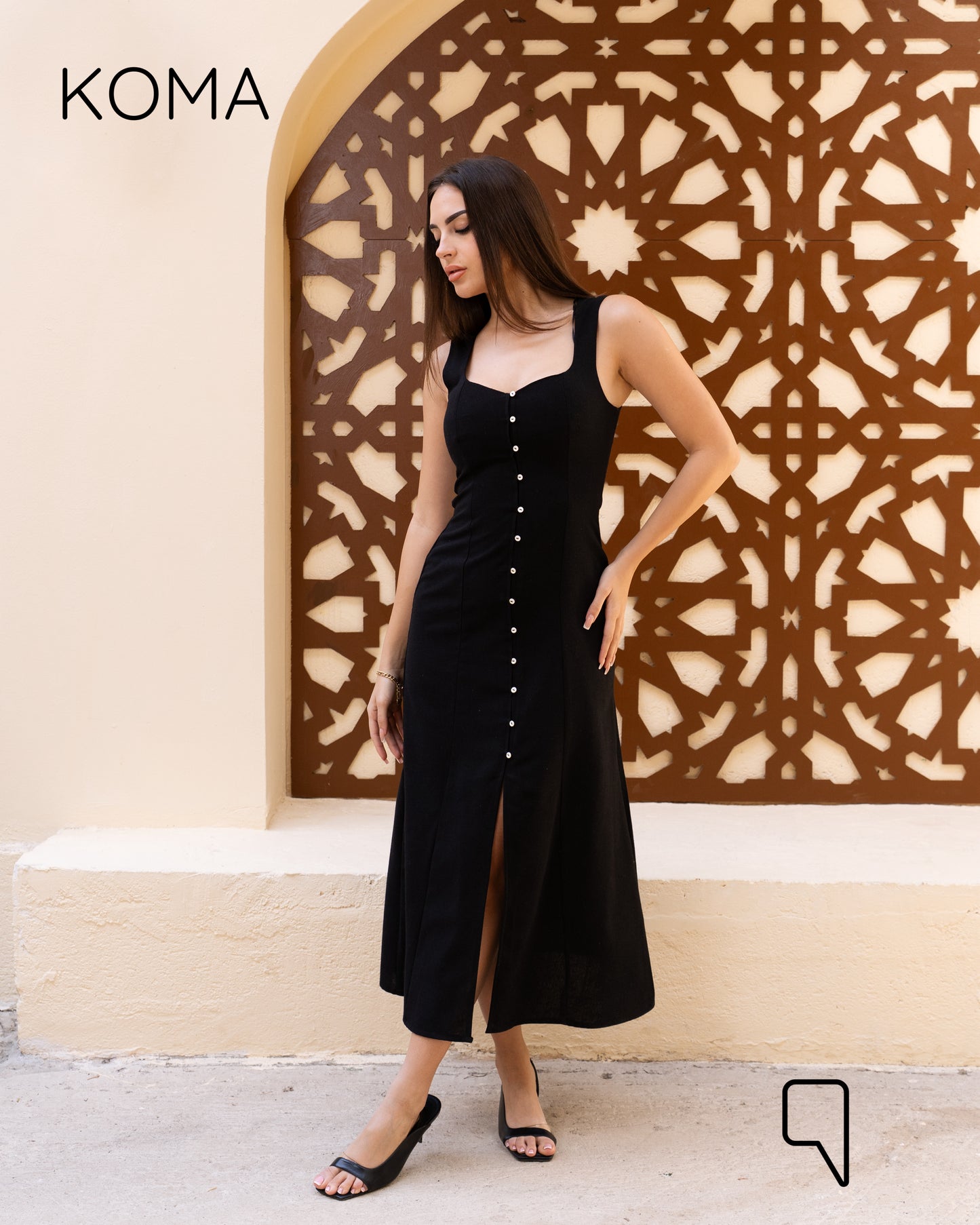 ivanna Midi Blend Dress - Black