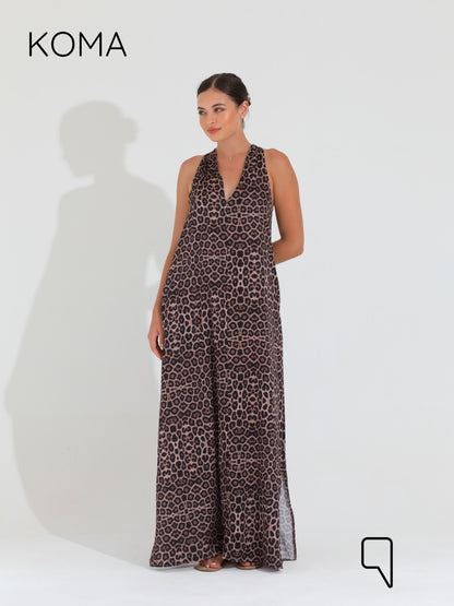 Paulina V Neck Maxi Dress - Multicolored Tiger