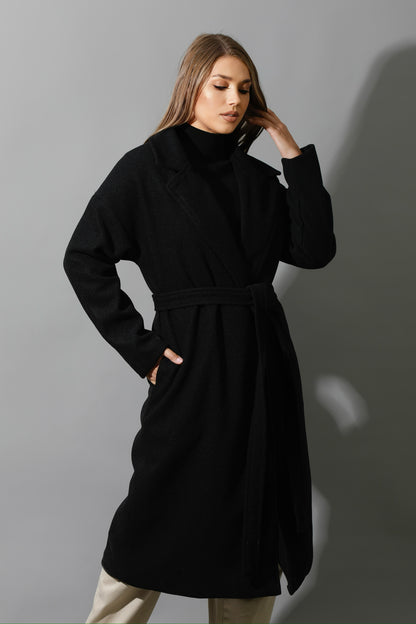 Oversized Wrapped Coat - Black