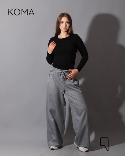 Plaid Straight Leg trousers - Plaid Black