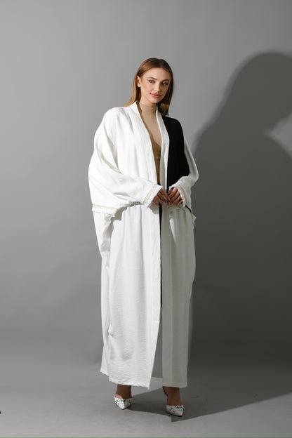 Lose Double Color Kaftan - White X Black