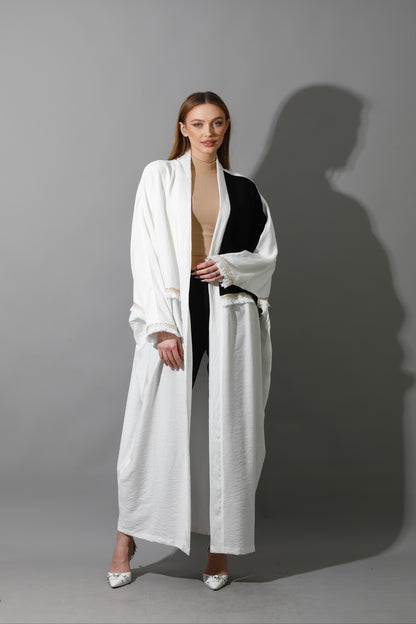 Lose Double Color Kaftan - White X Black