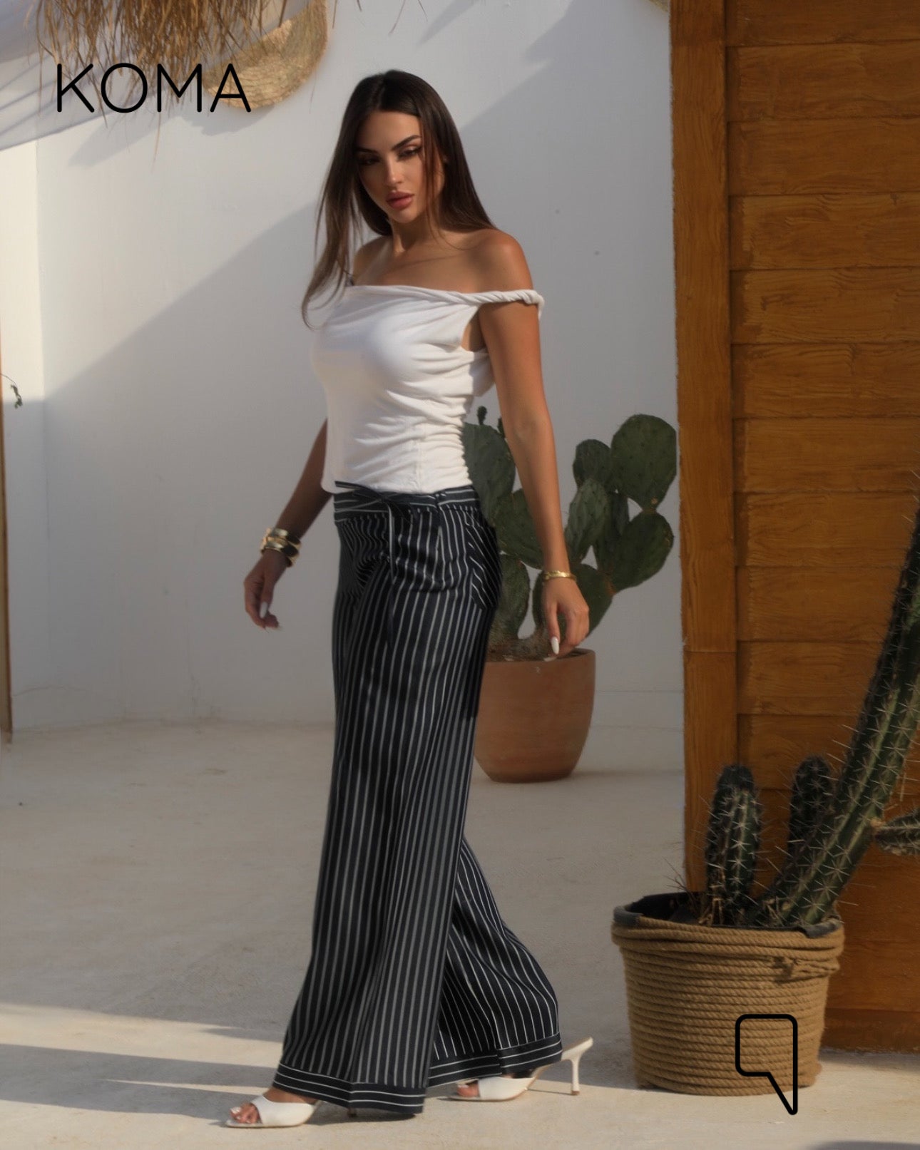 Sloane Jeans Striped Low Waist Pants - Navy