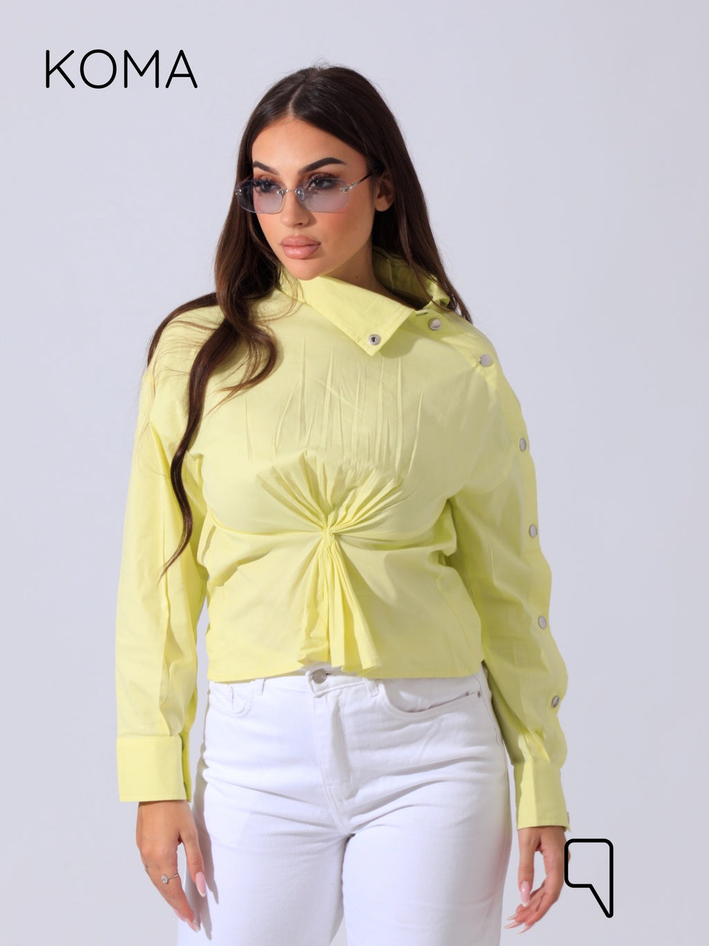 issy snap-button Shirt - Dust Yellow