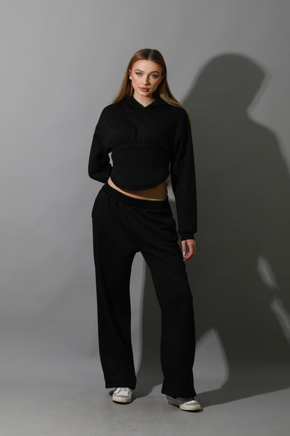 Corset Hoodie Set - Black