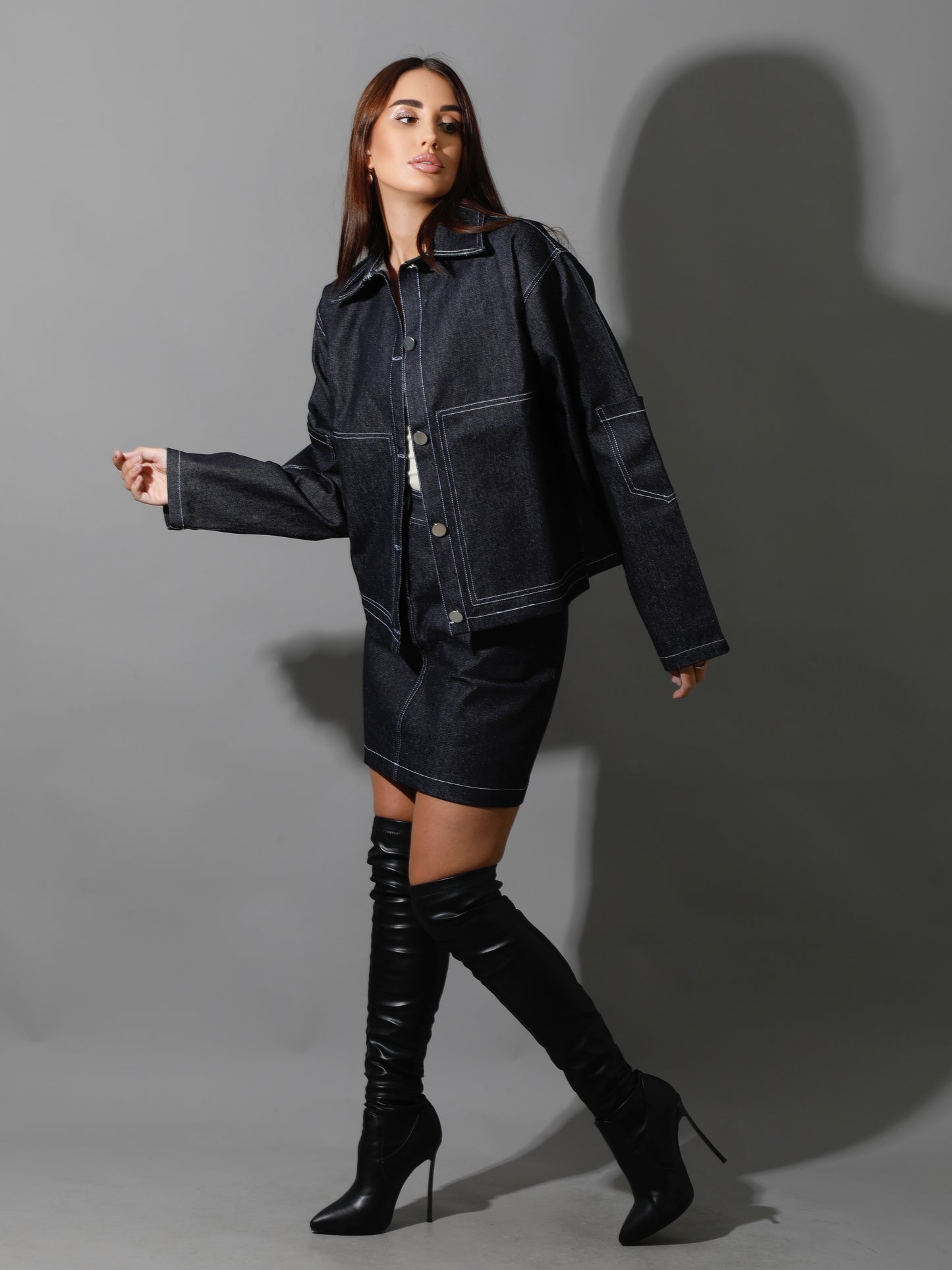 Co-Ord Jeans Short Skirt - Navy Blue