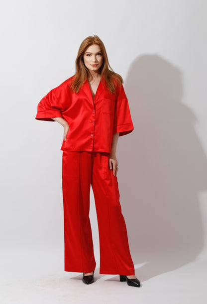Co-ord Satin Set - Red
