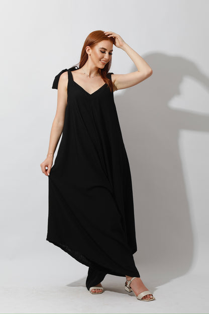 Tied Up Lose Jumpsuit - Black