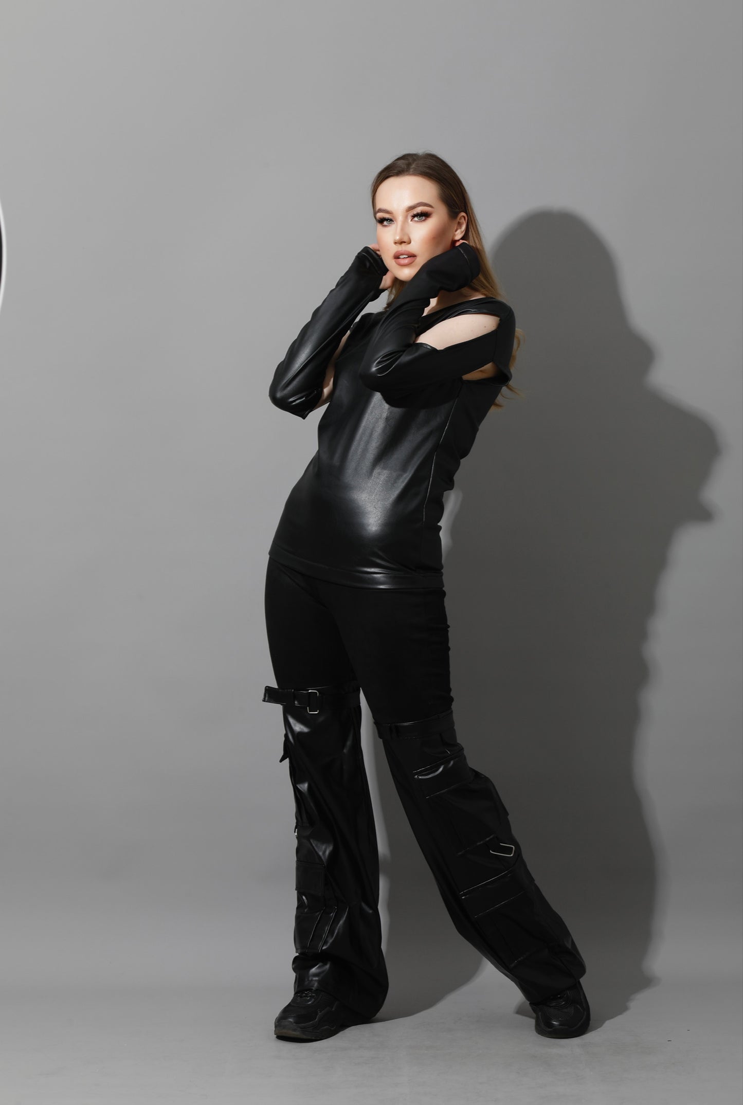 Leather Cutout Top - Black