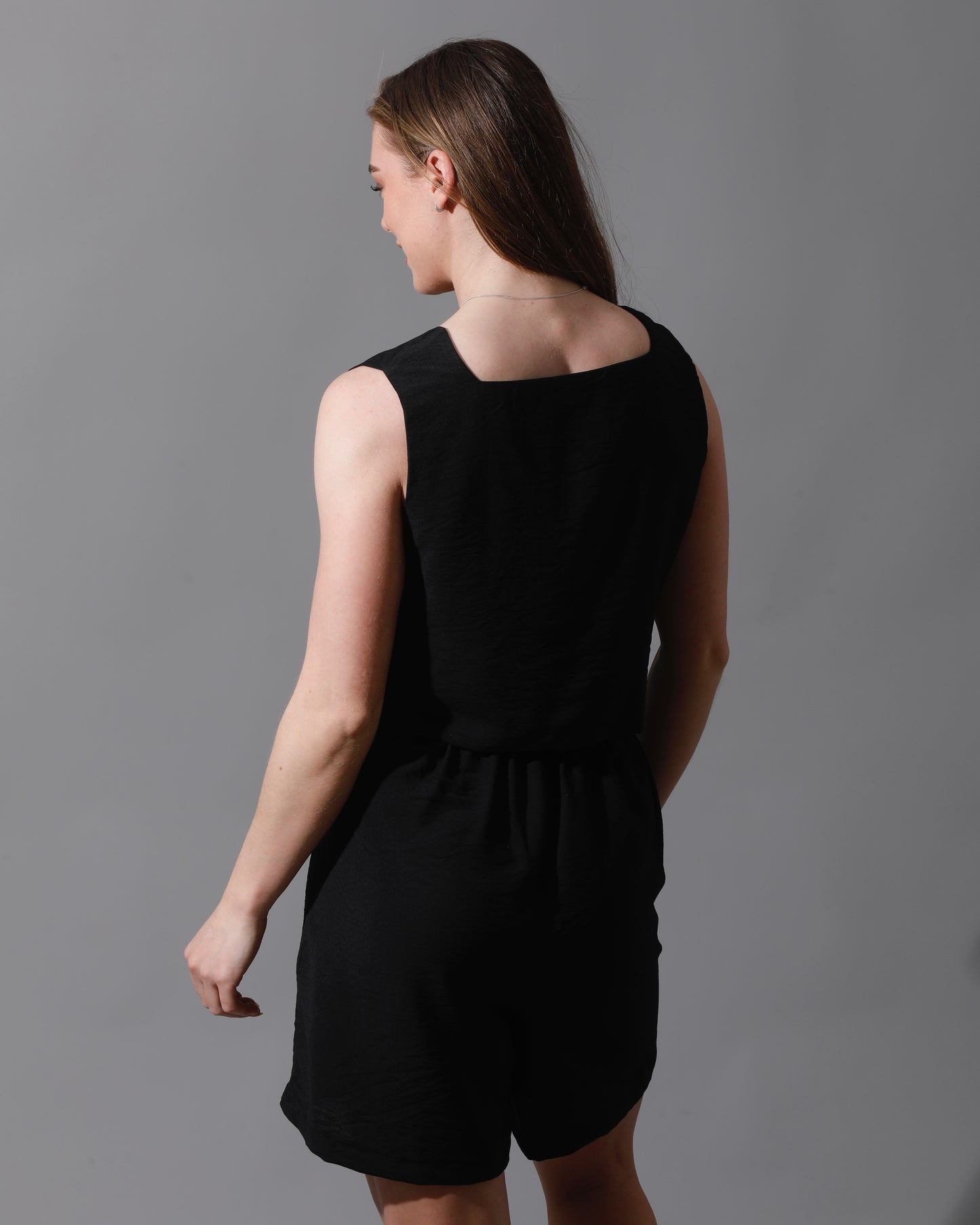 Tank Top & Flared Shorts Set - Black