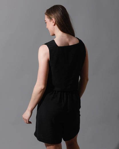 Tank Top & Flared Shorts Set - Black
