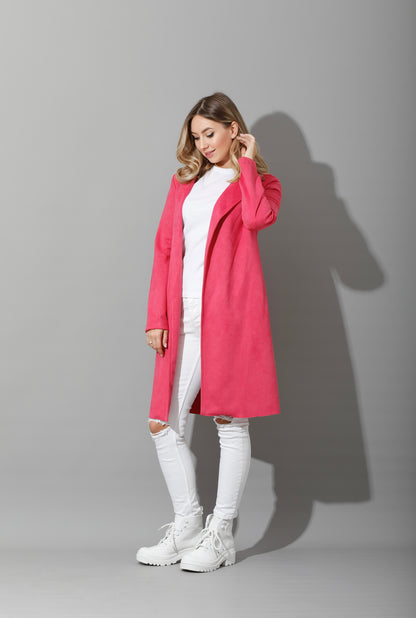 Open Front Cardigan - Pink