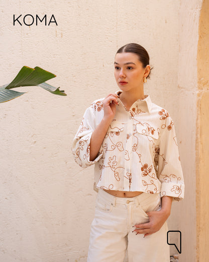 Paloma Textured Embroidered Blend Shirt - Camel