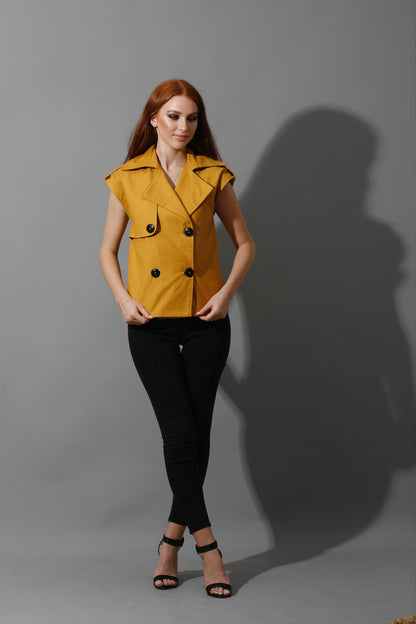 Double Breasted Vest - Mustard