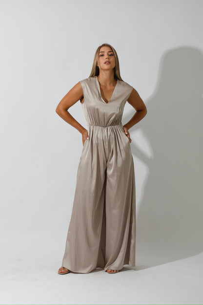 Flared Jumpsuit - Beige