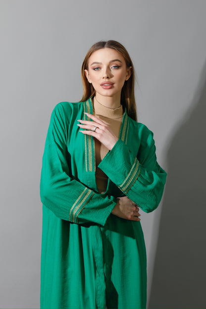 Long Kaftan - Green X Gold