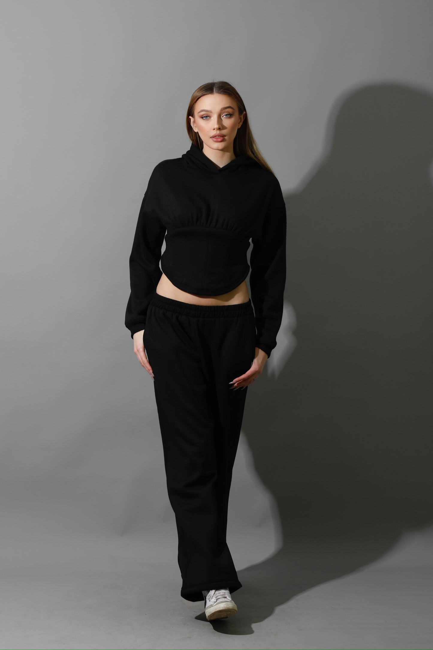Corset Hoodie Set - Black