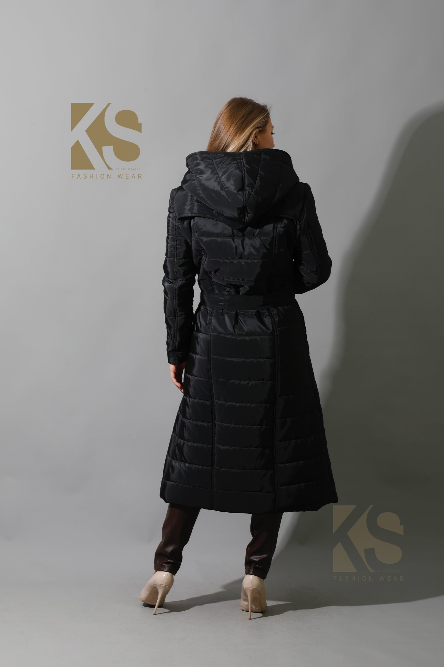 Waterproof Puffer Long Coat - Black