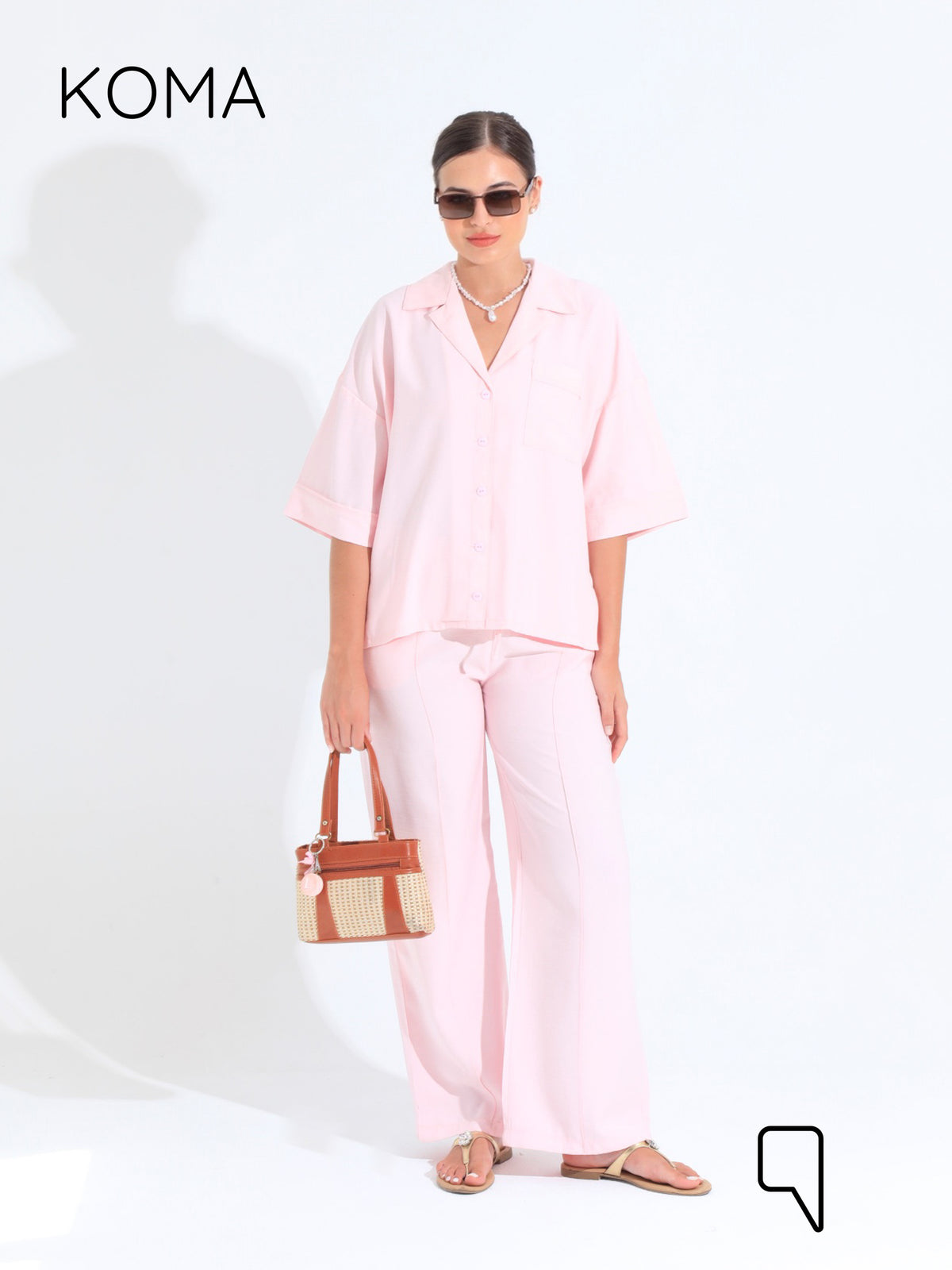 Maeve ShortSleeve Shirt & Blend Trousers Set - Pink
