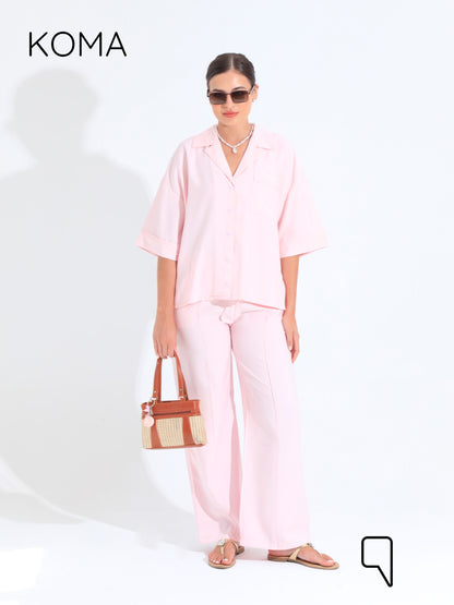 Maeve ShortSleeve Shirt & Blend Trousers Set - Pink