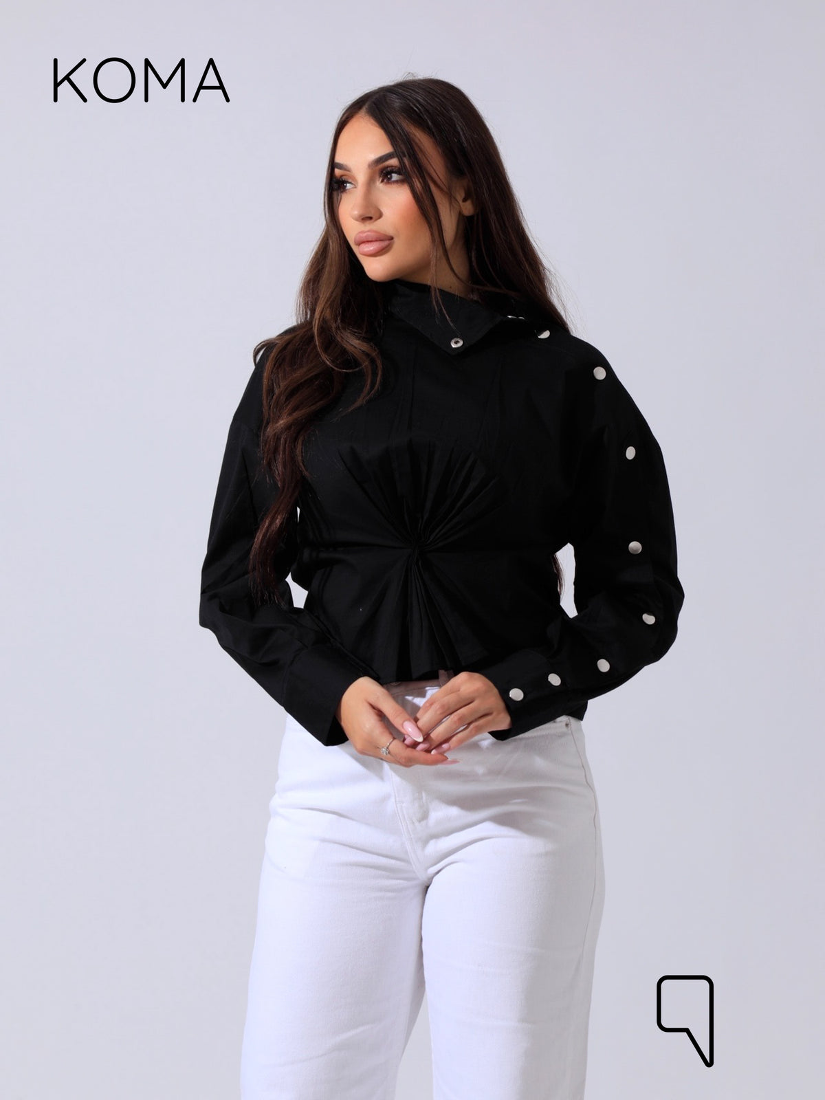 issy snap-button Shirt - Black