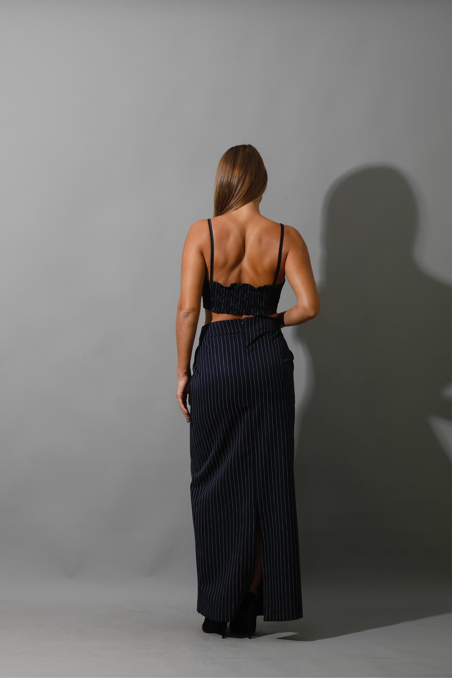 Striped Maxi Skirt Co-Ord - Navy