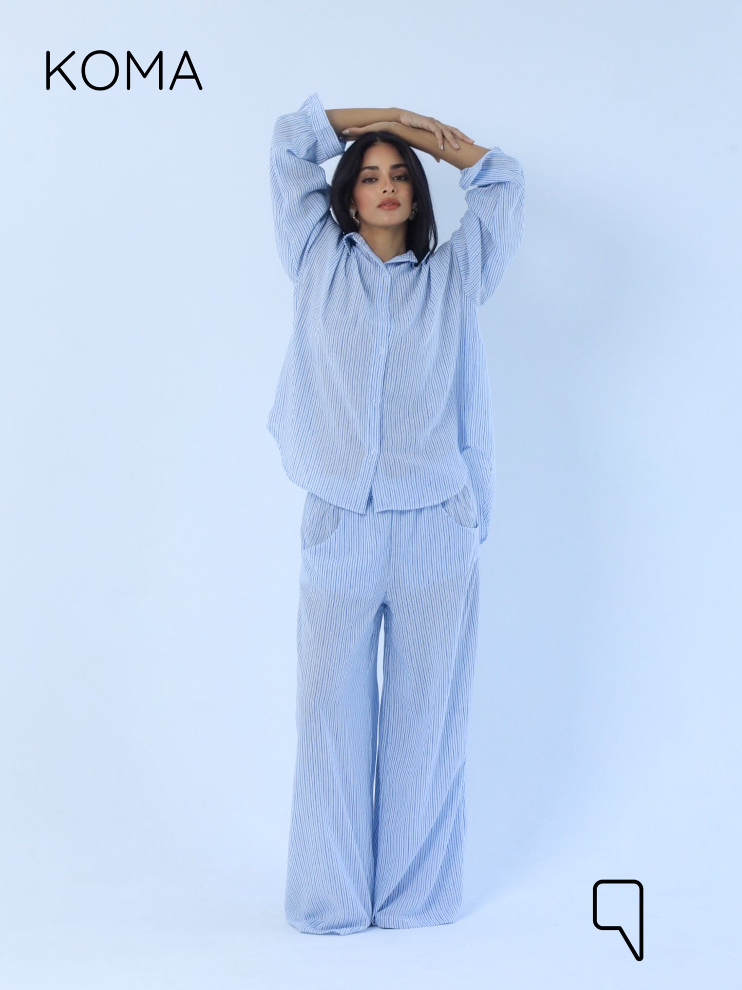 Matilda Long Sleeves Shirt - Striped Blue