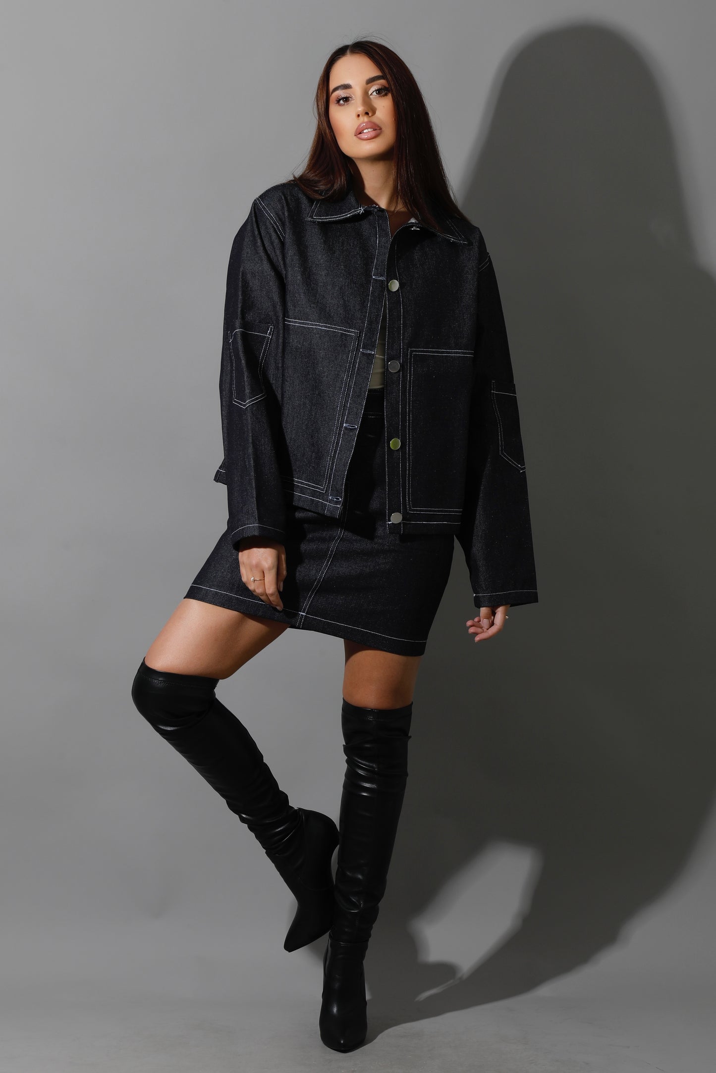 Co-Ord Jeans Short Skirt - Navy Blue